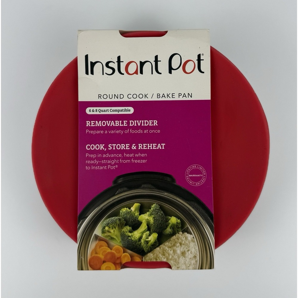 Instant Pot Round Cook Bake Pan w/ Divider & Lid 6 Qt 8 Qt Stainless Steel